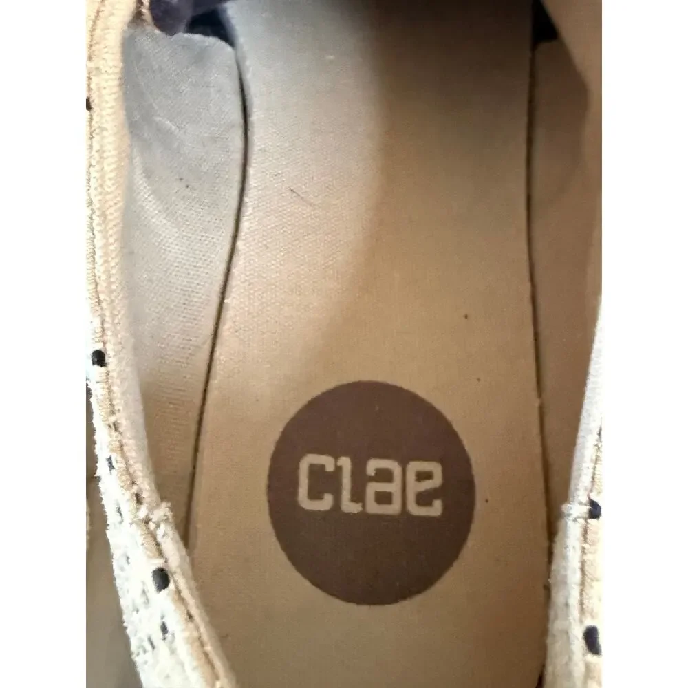 CLAE Ellington Textile Shoes Mens Sz 11 Beige Tan Perforated Oxford Comfort Lace